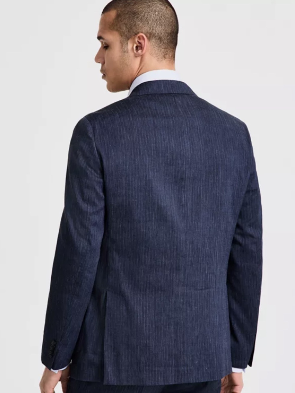 Michael Kors Men's Classic Fit Linen Suit Jacket in Navy - Picture 4 of 8